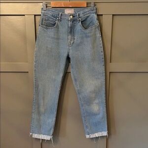 Everlane High Waist Straight Leg Jeans Cuffed Hem Size 28